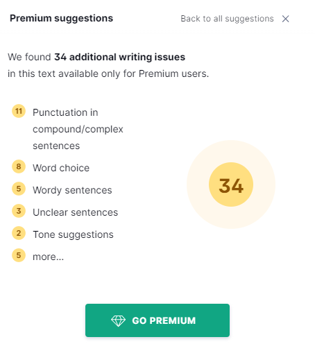 funzionalità premium di Grammarly